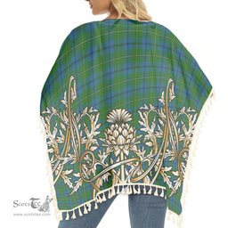 ScotsTee Shop Scottish Johnstone Tartan Scotland Royal Golden Thistle Square Fringed Shawl