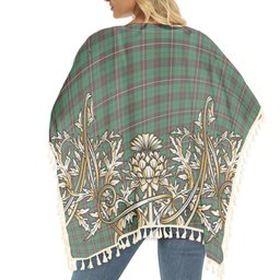 ScotsTee Shop Scottish McKinnon Hunting Ancient Tartan Scotland Royal Golden Thistle Square Fringed Shawl