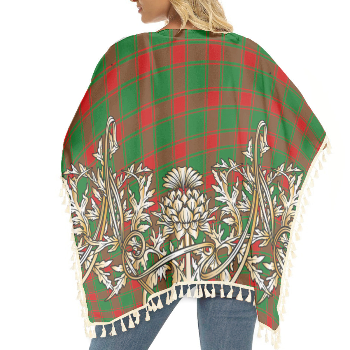 ScotsTee Shop Scottish Middleton Modern Tartan Scotland Royal Golden Thistle Square Fringed Shawl