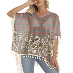 ScotsTee Shop Scottish McConnell Weathered Tartan Scotland Royal Golden Thistle Square Fringed Shawl