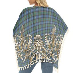 ScotsTee Shop Scottish McRae Hunting Ancient Tartan Scotland Royal Golden Thistle Square Fringed Shawl