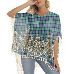 ScotsTee Shop Scottish MacTaggart Ancient Tartan Scotland Royal Golden Thistle Square Fringed Shawl