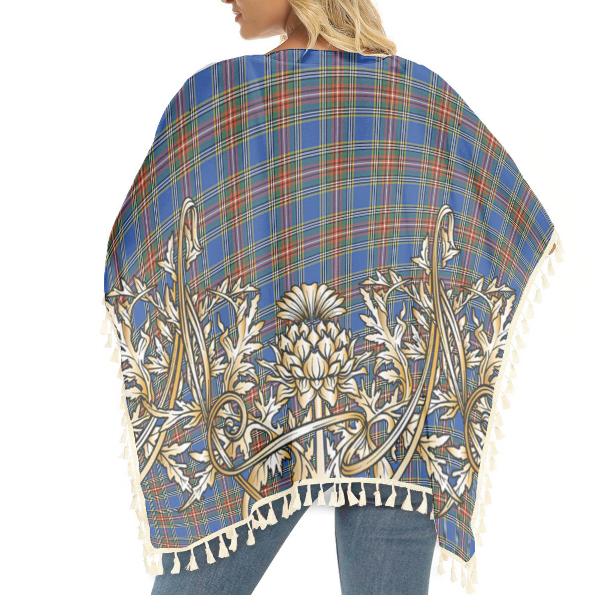 ScotsTee Shop Scottish MacBeth Ancient SC Tartan Scotland Royal Golden Thistle Square Fringed Shawl