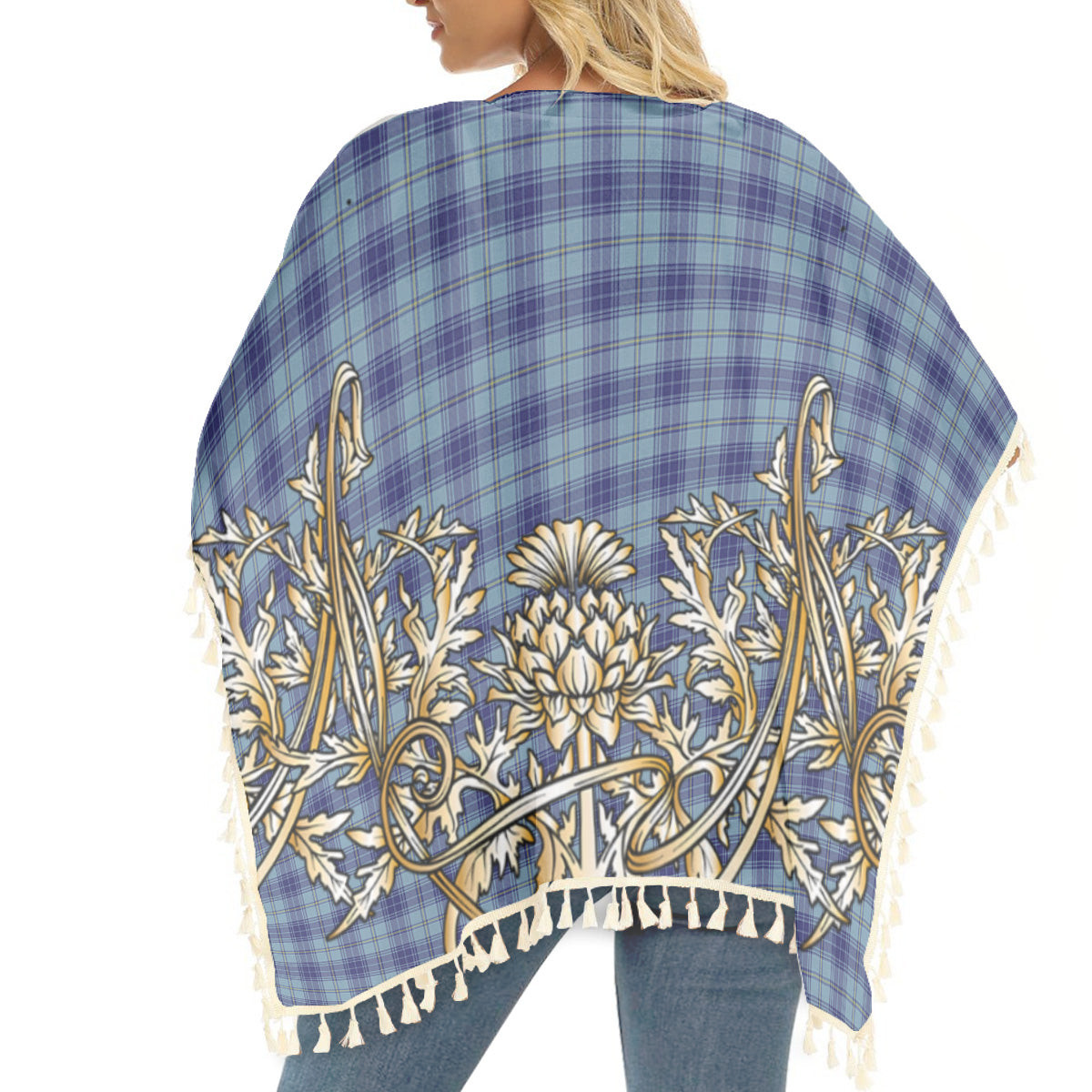 ScotsTee Shop Scottish Traynor Tartan Scotland Royal Golden Thistle Square Fringed Shawl