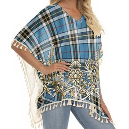ScotsTee Shop Scottish Thompson Society Tartan Scotland Royal Golden Thistle Square Fringed Shawl