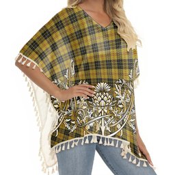 ScotsTee Shop Scottish MacLeod Tartan Scotland Royal Golden Thistle Square Fringed Shawl