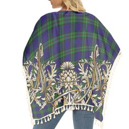 ScotsTee Shop Scottish MacKinlay Modern Tartan Scotland Royal Golden Thistle Square Fringed Shawl