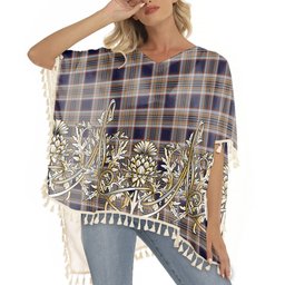 ScotsTee Shop Scottish Stewart Navy Tartan Scotland Royal Golden Thistle Square Fringed Shawl