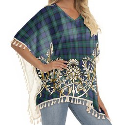 ScotsTee Shop Scottish Thompson Modern Tartan Scotland Royal Golden Thistle Square Fringed Shawl