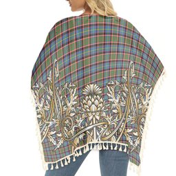 ScotsTee Shop Scottish Norvel Tartan Scotland Royal Golden Thistle Square Fringed Shawl