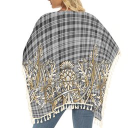 ScotsTee Shop Scottish Scott B&W 1850 Tartan Scotland Royal Golden Thistle Square Fringed Shawl