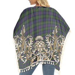 ScotsTee Shop Scottish Murray of Atholl Tartan Scotland Royal Golden Thistle Square Fringed Shawl