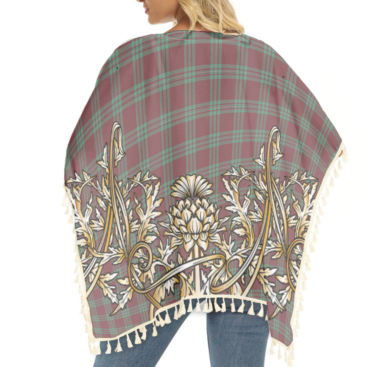 ScotsTee Shop Scottish McGregor Hunting Ancient Tartan Scotland Royal Golden Thistle Square Fringed Shawl