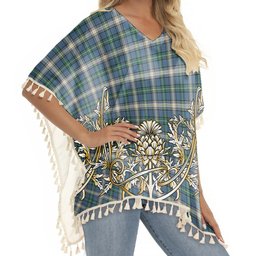 ScotsTee Shop Scottish McDowall Modern Tartan Scotland Royal Golden Thistle Square Fringed Shawl