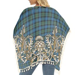 ScotsTee Shop Scottish MacKirdy Tartan Scotland Royal Golden Thistle Square Fringed Shawl