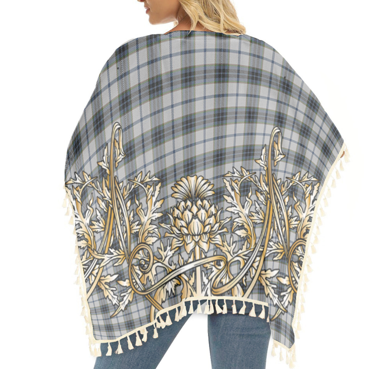 ScotsTee Shop Scottish MacTavish of Dunardry Dress Tartan Scotland Royal Golden Thistle Square Fringed Shawl