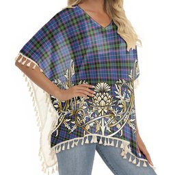 ScotsTee Shop Scottish Lang of Sherbrooke Modern Clan Tartan Scotland Royal Golden Thistle Square Fringed Shawl