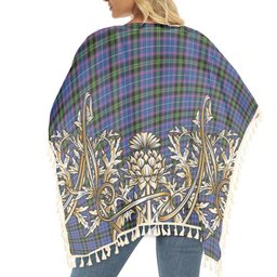ScotsTee Shop Scottish Lang of Sherbrooke Modern Clan Tartan Scotland Royal Golden Thistle Square Fringed Shawl