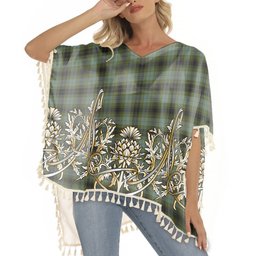 ScotsTee Shop Scottish MacIver Family Tartan Scotland Royal Golden Thistle Square Fringed Shawl