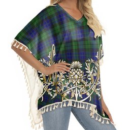 ScotsTee Shop Scottish MacKay 1819 Tartan Scotland Royal Golden Thistle Square Fringed Shawl