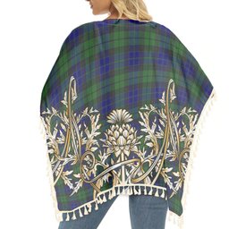 ScotsTee Shop Scottish MacKay 1819 Tartan Scotland Royal Golden Thistle Square Fringed Shawl