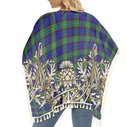 ScotsTee Shop Scottish Semple Modern Tartan Scotland Royal Golden Thistle Square Fringed Shawl
