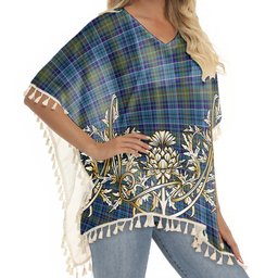 ScotsTee Shop Scottish O'Sullivan Tartan Scotland Royal Golden Thistle Square Fringed Shawl