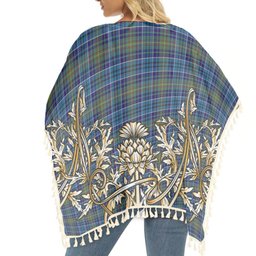 ScotsTee Shop Scottish O'Sullivan Tartan Scotland Royal Golden Thistle Square Fringed Shawl