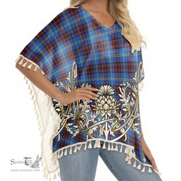 ScotsTee Shop Scottish Rutherford Modern Tartan Scotland Royal Golden Thistle Square Fringed Shawl