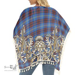 ScotsTee Shop Scottish Rutherford Modern Tartan Scotland Royal Golden Thistle Square Fringed Shawl