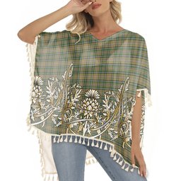 ScotsTee Shop Scottish O'Farrell Tartan Scotland Royal Golden Thistle Square Fringed Shawl