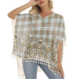 ScotsTee Shop Scottish McBain Dress Ancient Tartan Scotland Royal Golden Thistle Square Fringed Shawl