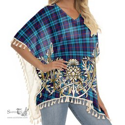 ScotsTee Shop Scottish McCorquodale SC Tartan Scotland Royal Golden Thistle Square Fringed Shawl