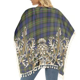 ScotsTee Shop Scottish McLaren Modern Tartan Scotland Royal Golden Thistle Square Fringed Shawl
