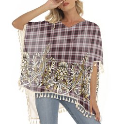 ScotsTee Shop Scottish MacPherson Tartan Scotland Royal Golden Thistle Square Fringed Shawl