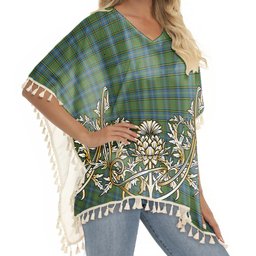 ScotsTee Shop Scottish McMillan Hunting Ancient Tartan Scotland Royal Golden Thistle Square Fringed Shawl