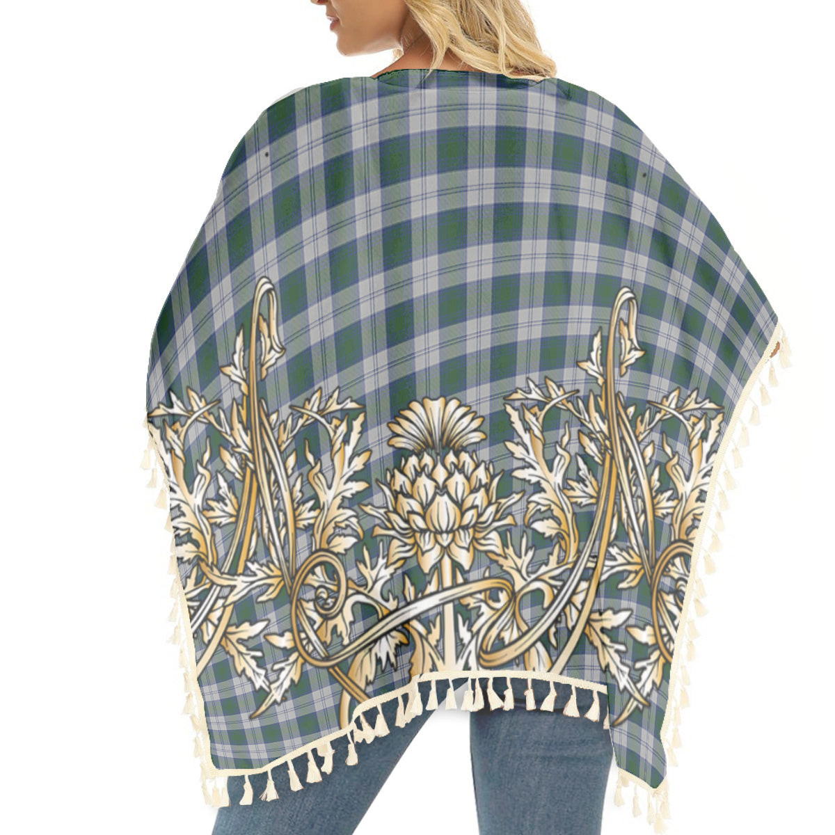 ScotsTee Shop Scottish Lindsay Dress Tartan Scotland Royal Golden Thistle Square Fringed Shawl