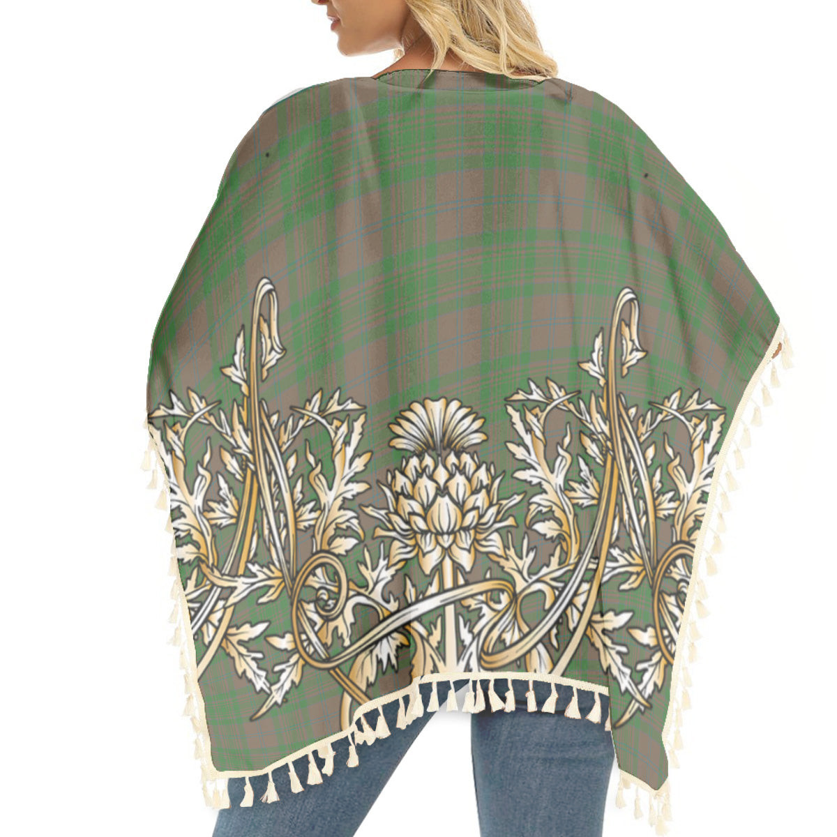 ScotsTee Shop Scottish MacAlister of Glenbarr Hunting Ancient Tartan Scotland Royal Golden Thistle Square Fringed Shawl