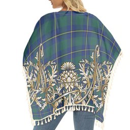 ScotsTee Shop Scottish Irvine of Bonshaw Modern Tartan Scotland Royal Golden Thistle Square Fringed Shawl