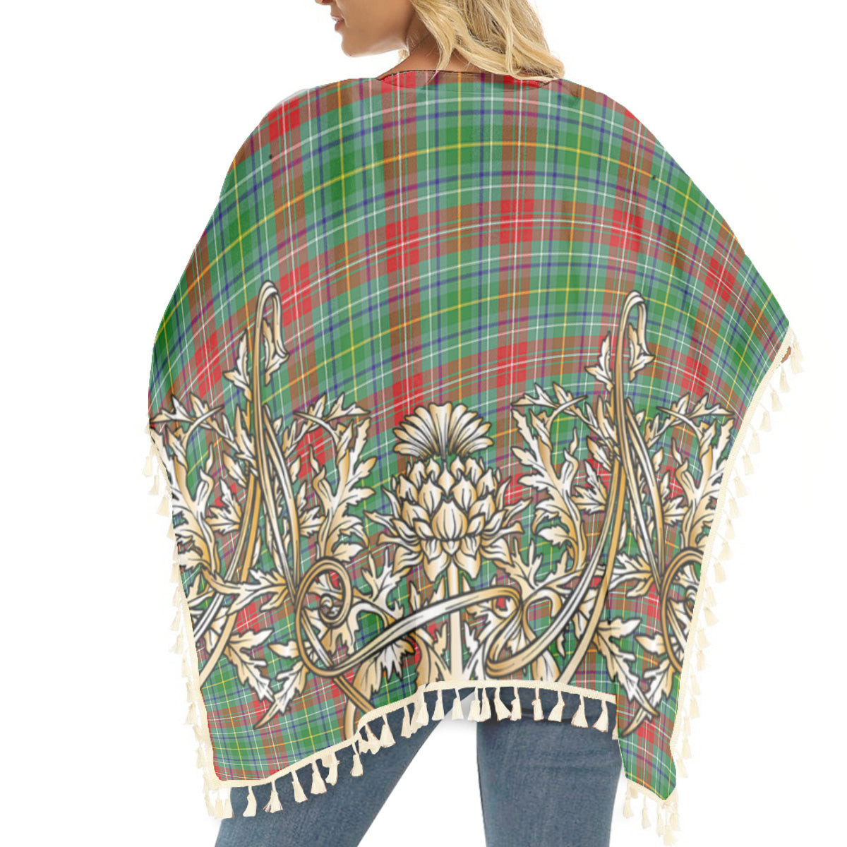 ScotsTee Shop Scottish Muirhead SC Tartan Scotland Royal Golden Thistle Square Fringed Shawl