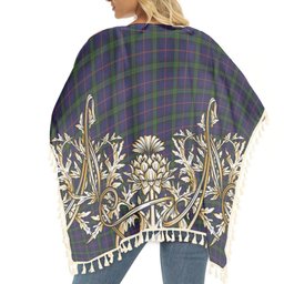 ScotsTee Shop Scottish McClafferty Tartan Scotland Royal Golden Thistle Square Fringed Shawl
