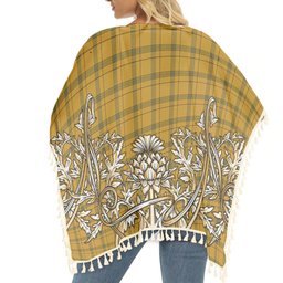 ScotsTee Shop Scottish Houston Modern Tartan Scotland Royal Golden Thistle Square Fringed Shawl