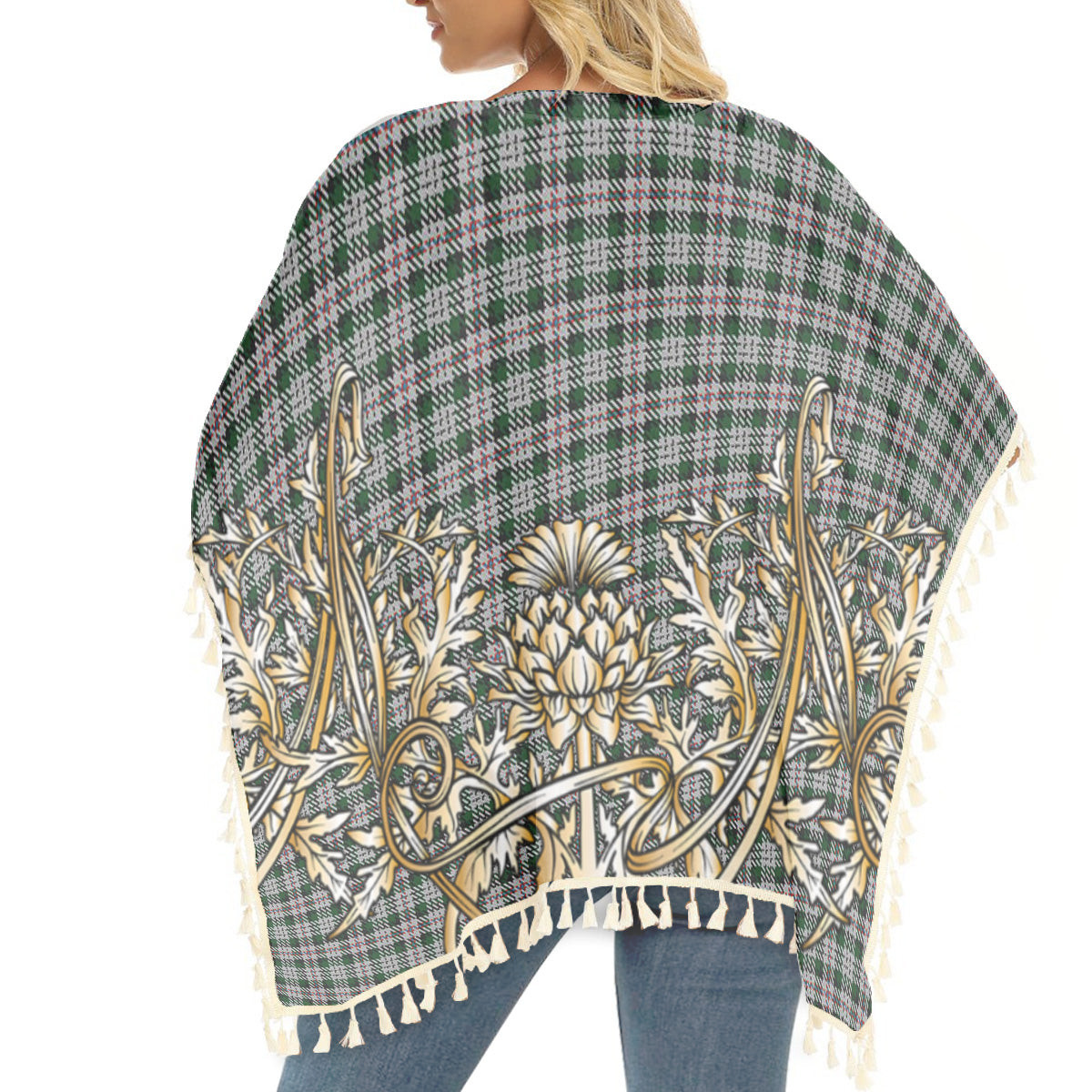 ScotsTee Shop Scottish MacDuff Dress 2 Tartan Scotland Royal Golden Thistle Square Fringed Shawl