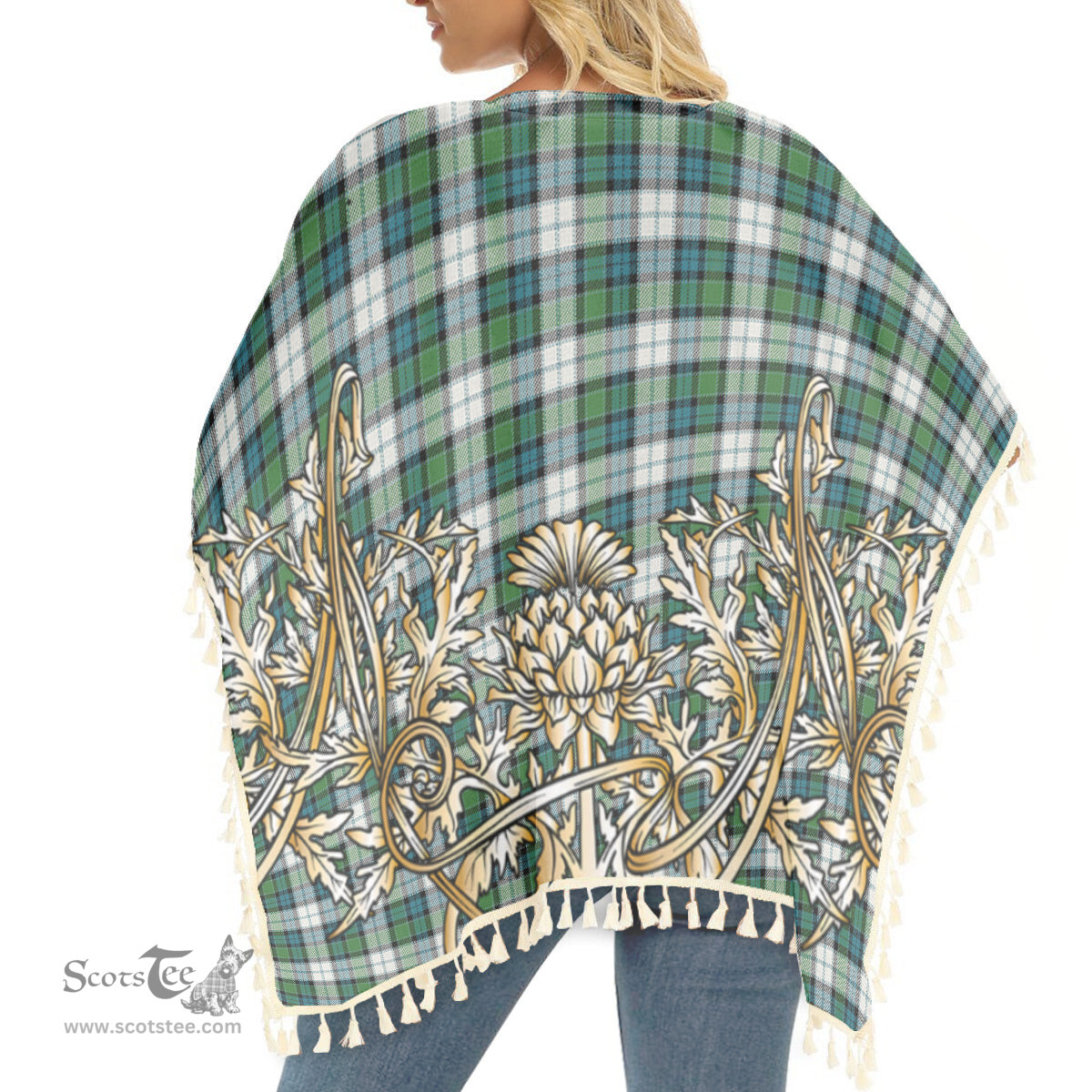 ScotsTee Shop Scottish Graham Dress Ancient Tartan Scotland Royal Golden Thistle Square Fringed Shawl