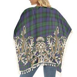 ScotsTee Shop Scottish Urquhart Logan Tartan Scotland Royal Golden Thistle Square Fringed Shawl
