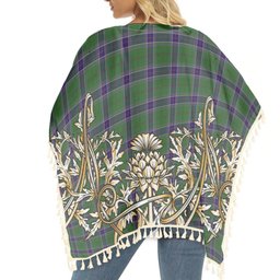 ScotsTee Shop Scottish Sinclair Green Tartan Scotland Royal Golden Thistle Square Fringed Shawl