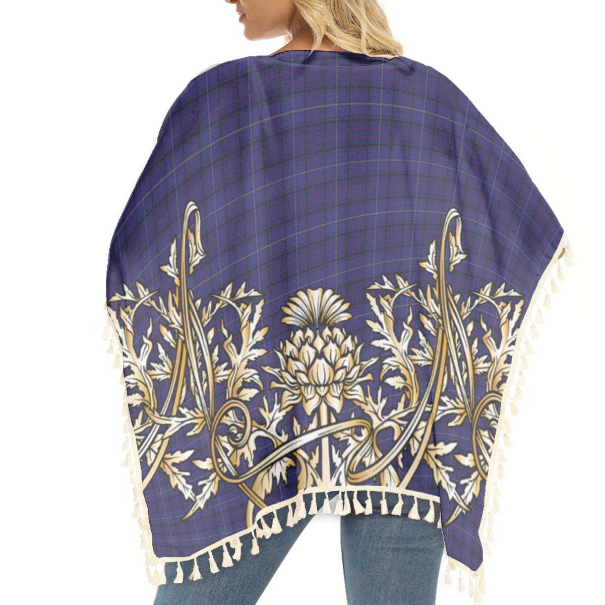 ScotsTee Shop Scottish Payne Tartan Scotland Royal Golden Thistle Square Fringed Shawl