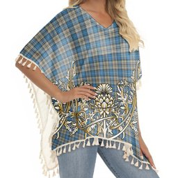 ScotsTee Shop Scottish Napier Ancient Tartan Scotland Royal Golden Thistle Square Fringed Shawl