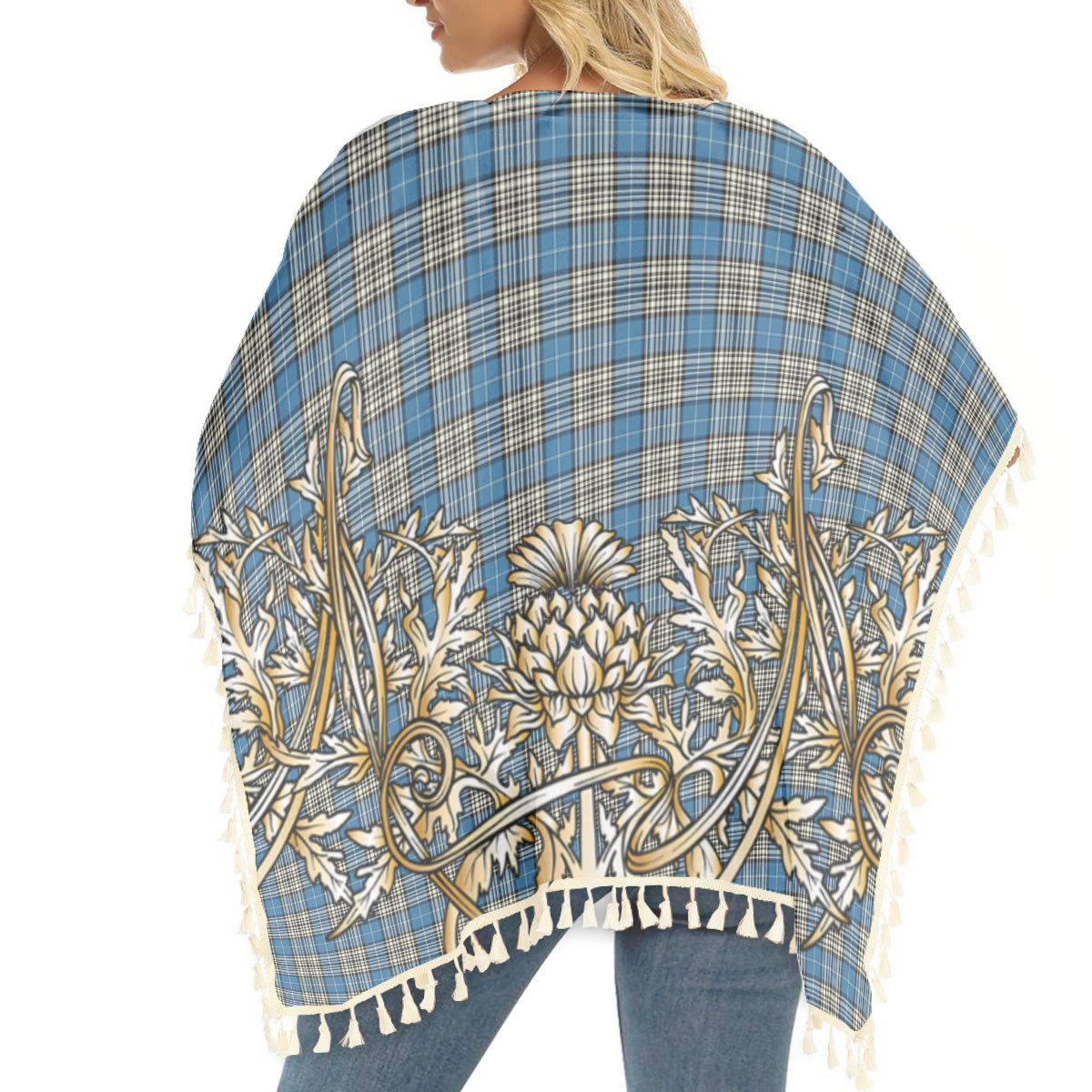 ScotsTee Shop Scottish Napier Ancient Tartan Scotland Royal Golden Thistle Square Fringed Shawl