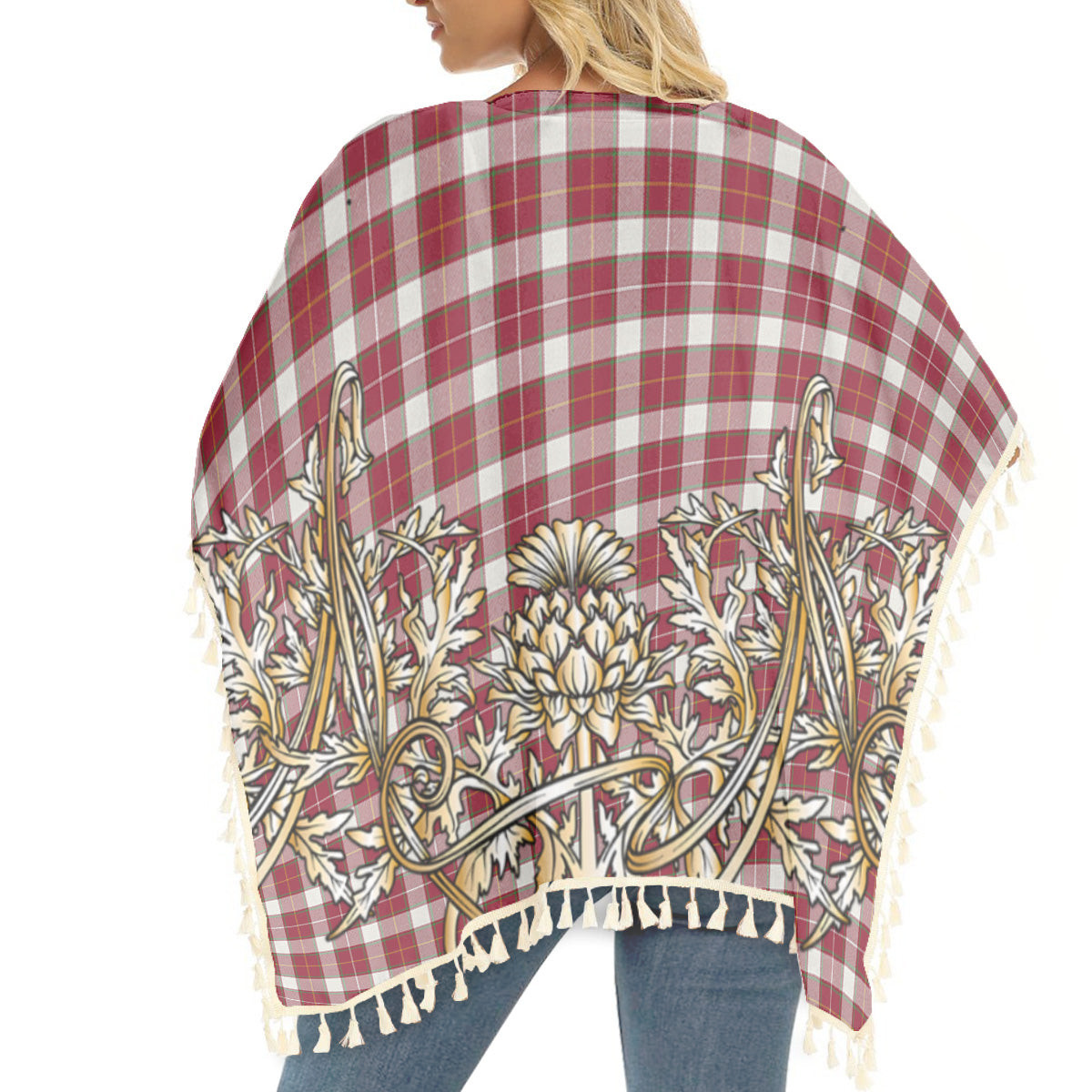 ScotsTee Shop Scottish McPhee Dress Modern Tartan Scotland Royal Golden Thistle Square Fringed Shawl